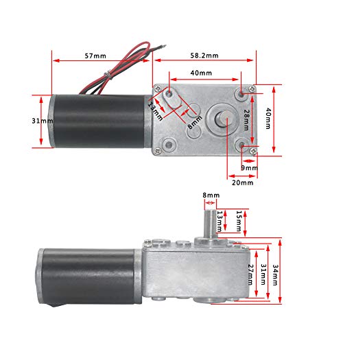 DC 12V Worm Gear Motor 8mm Shaft T6390