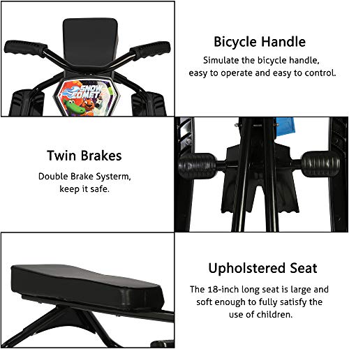 Snow Racer Sled with Steering Wheel and Twin Brakes for Kids Teens Winter Sport X37066