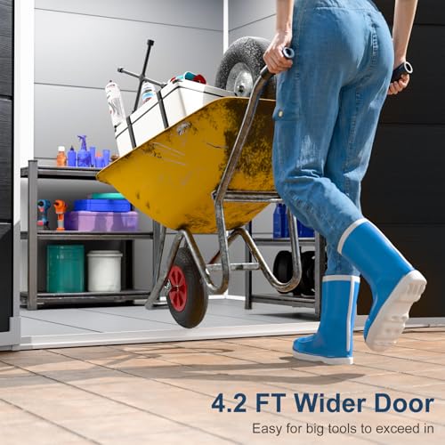 Outdoor Resin Storage Shed with Floor 8x6x7 FT Waterproof, Gray U422