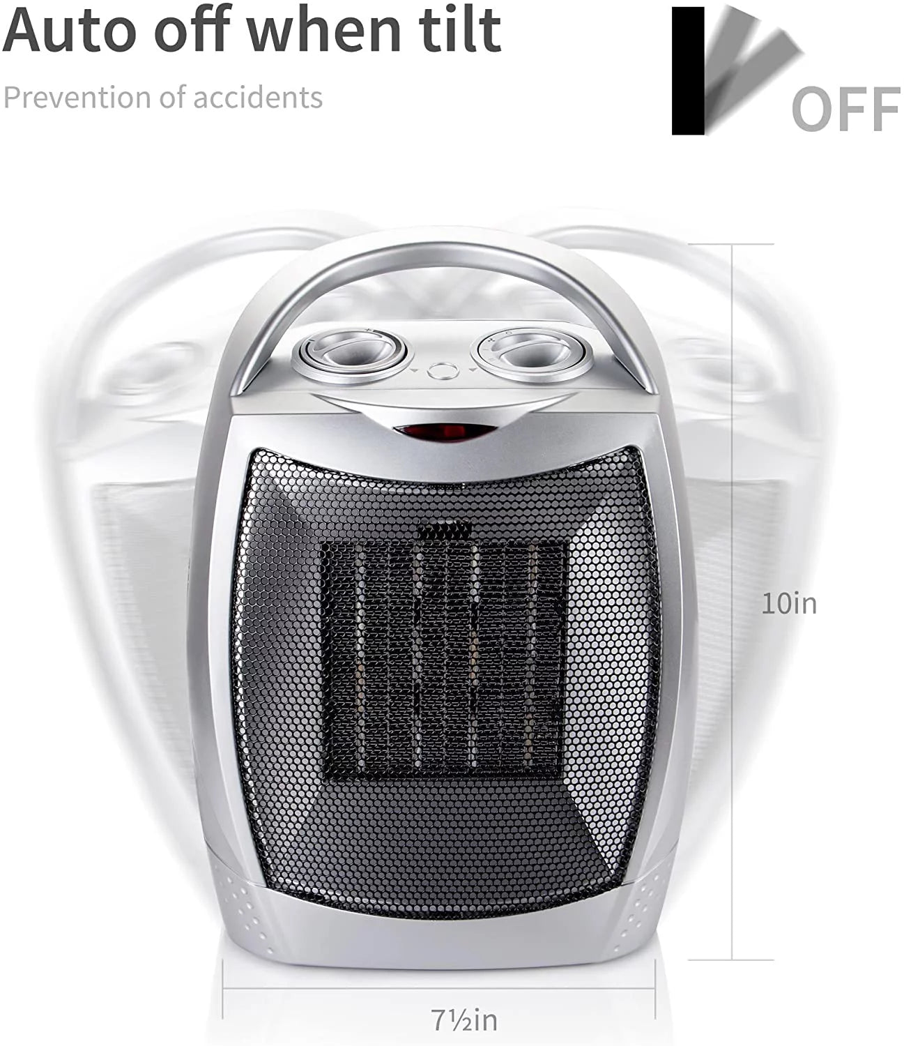 Portable Ceramic Space Heater with Thermostat, 1500W/750W G3318
