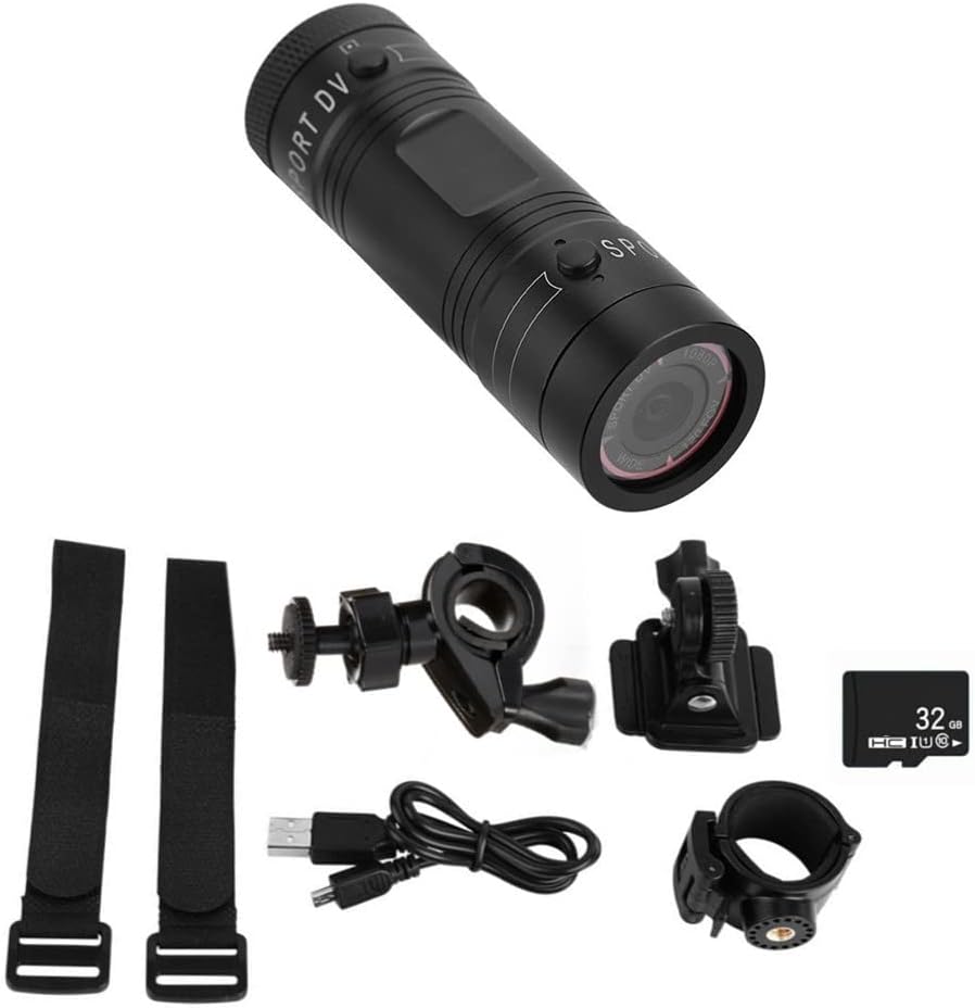 Bicycle Helmet Camera, HD 1080P Sports Action Camera, Waterproof, with 32G SD Card U3737