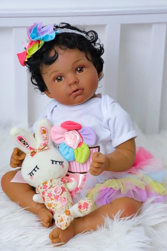 Realistic Reborn Baby Doll 20 Inch Black African American Girl Full Body Vinyl Weighted Doll Z7807