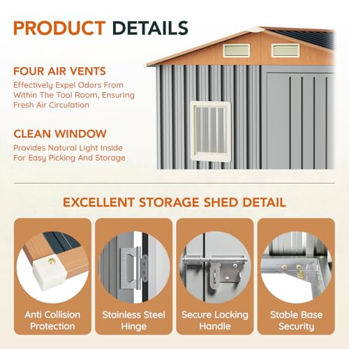 Outdoor Storage Shed with Lockable Door, Compact Metal Tool Shed for Garden O328