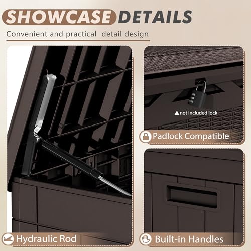 Outdoor Resin Deck Box 120 Gallon Waterproof Lockable F693676