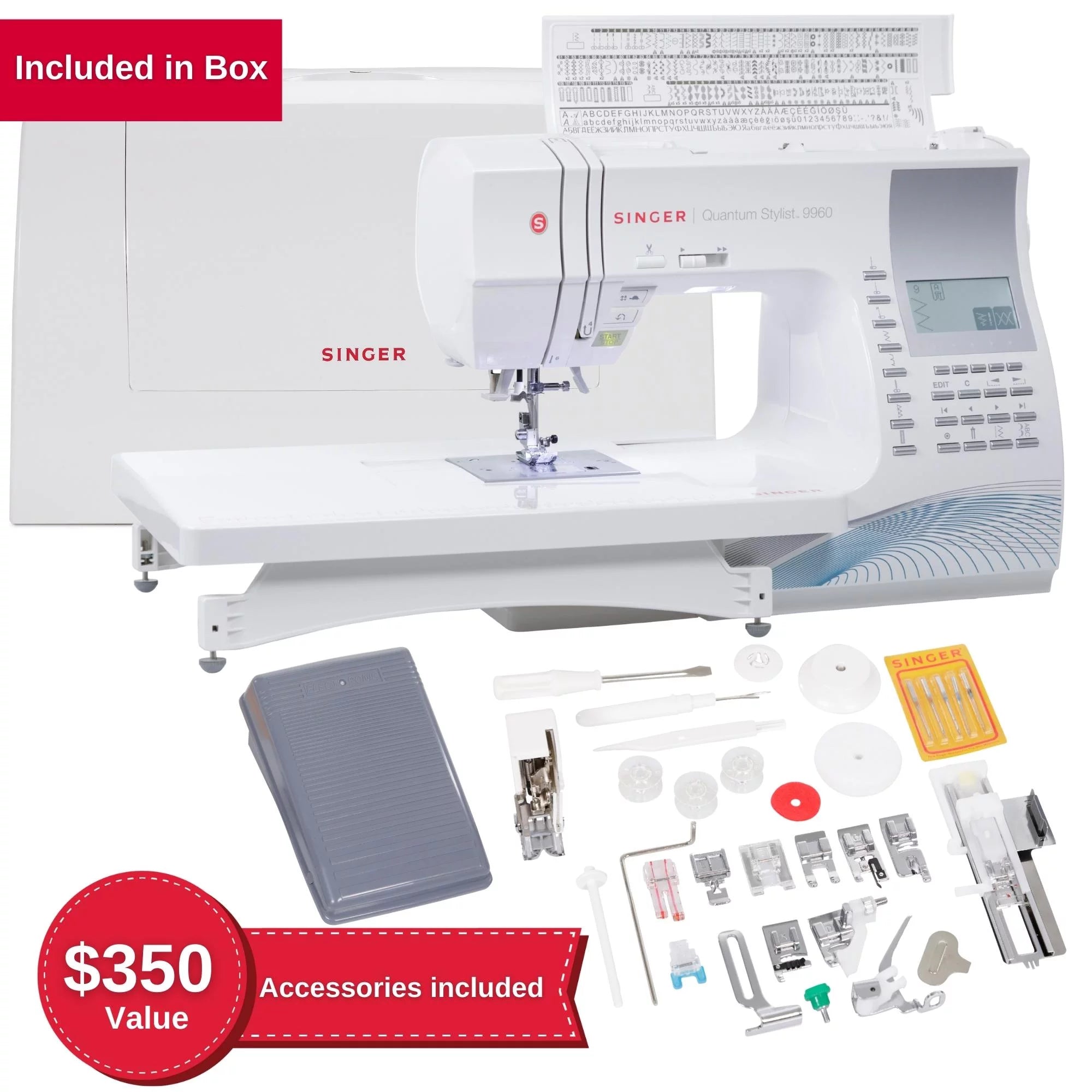 Computerized Sewing Machine with Accessory Kit and Extension Table B544735