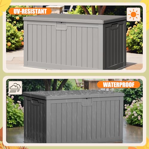 30 Gallon Waterproof Resin Deck Box for Outdoor Patio and Garden Storage Q30388
