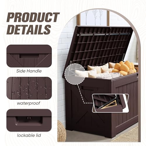 31 Gallon Resin Deck Box Waterproof Indoor Outdoor Storage for Patio Cushions and Garden Tools L90121