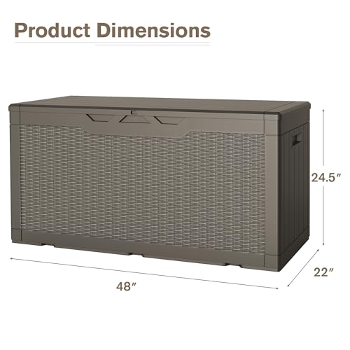 31 Gallon Resin Deck Box Waterproof Indoor Outdoor Storage for Patio Cushions and Garden Tools L90121