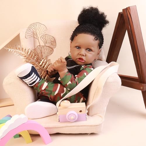 22.8 Inch Realistic African American Baby Doll with Soft Body K201