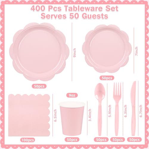 Ivory Paper Plates and Napkins Set for 50 Guests, Disposable Tableware with Utensils M509