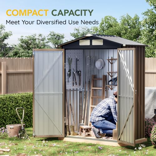Outdoor Steel Storage Shed with Lockable Doors and Window L987864