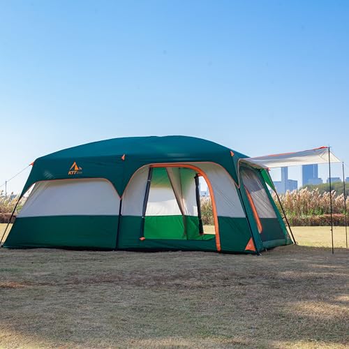 Extra Large Family Cabin Tent 2 Rooms 3 Doors 3 Windows Waterproof for Camping H460
