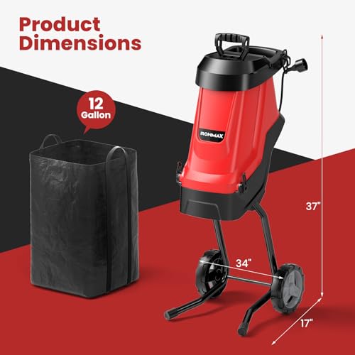 Electric Wood Chipper Shredder, Corded Leaf Mulcher with Collection Bag P14790