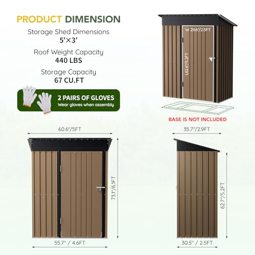 Outdoor Steel Storage Shed with Lockable Doors and Window L987864
