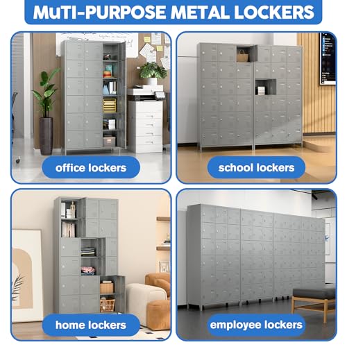 6 Door Metal Storage Locker with 18 Hooks, Black & Dark Grey K6611