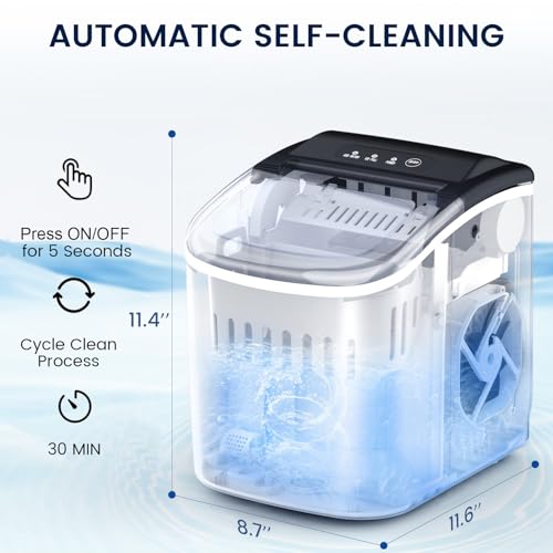 Bullet Ice Maker Countertop with Handle, Self-Cleaning Portable Ice Machine B272