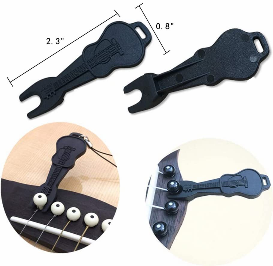 Acoustic Guitar Bone Bridge Saddle Nut with 6 Abalone Dot Bridge Pins and Puller V248