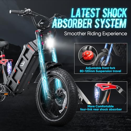 Electric Bike for Adults 1000W 48V 60Ah 100+ Miles Long Range 20" Fat Tire Full Suspension A7640