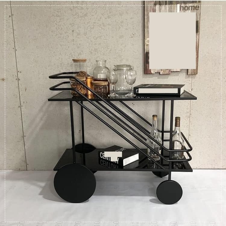 Kitchen Storage Trolley on Wheels with Glass Shelf S82398