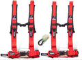 Set of 2 Dragonfire Racing 4-Point Harness 2" Harness W override bypass connector For 2019 + Honda Talon With Harness Override Plug(Must Have or computer will limit speed to 15mph) (Red)