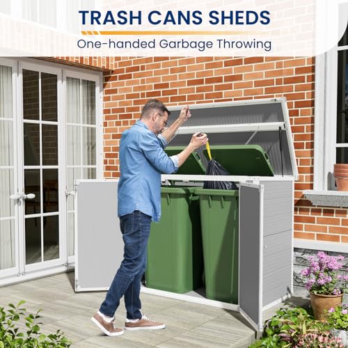 Outdoor Storage Shed, Weather Resistant Resin Box with Floor for Garden Tools I6082