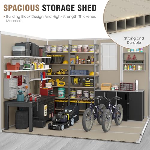 Outdoor Storage Shed 6x6 FT Resin with Floor and Lockable Door Z166