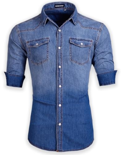 Men's Long Sleeve Snap Denim Shirt E72448