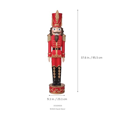 Red and Green Christmas Nutcracker Holiday Decoration, 37-inch Freestanding Resin I1504