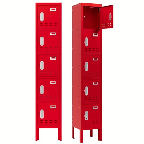 5-Door Steel Storage Locker with Hooks and Card Slots M92401