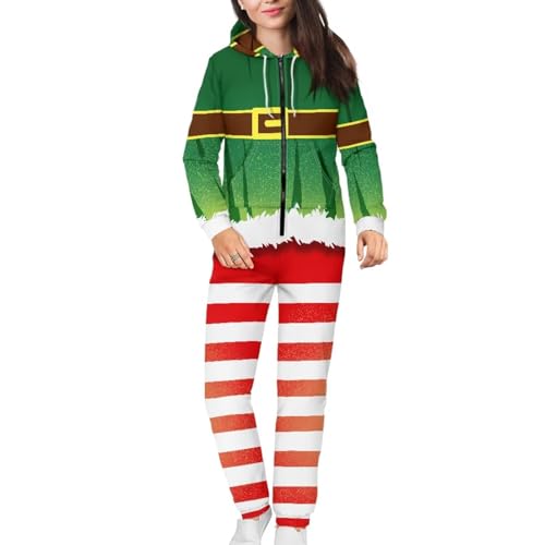 Adult Onesie Hooded One-Piece Pajama Zipper Jumpsuit for Men and Women I930