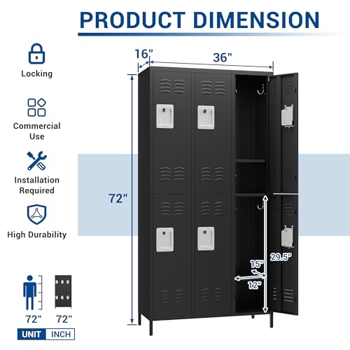 3-Door Blue Steel Storage Locker for Office, School, Gym C68898