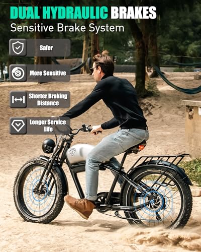 Electric Motorcycle Adults 1500W 52V 20AH 34MPH Retro Style Moped Ebike Fat Tire Full Suspension B247