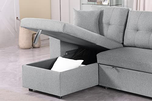 4-in-1 Convertible L Shaped Couch with Pull Out Bed and Storage Z983