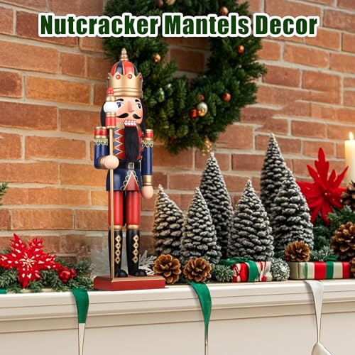 15 Inch Wooden Nutcracker King with Scepter Tabletop Decor Q512175