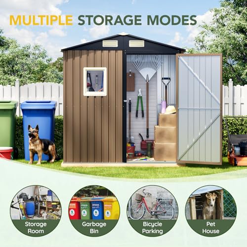 Outdoor Steel Storage Shed with Lockable Doors and Window L987864