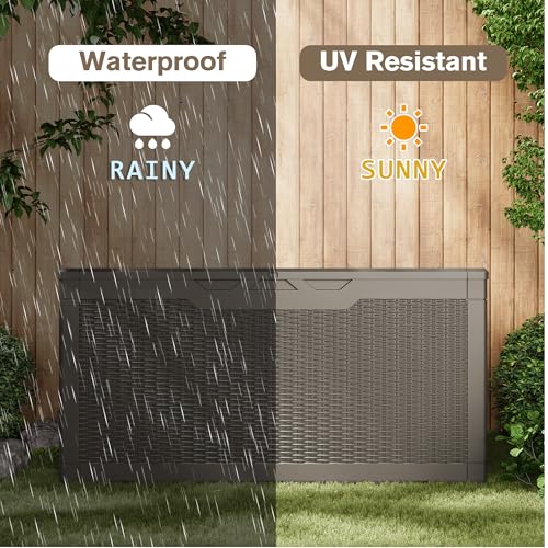 31 Gallon Resin Deck Box Waterproof Indoor Outdoor Storage for Patio Cushions and Garden Tools L90121