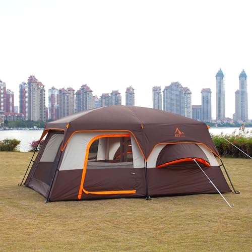 Extra Large Family Cabin Tent 2 Rooms 3 Doors 3 Windows Waterproof for Camping H460