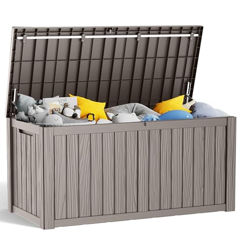 100 Gallon Resin Deck Box, Lockable Patio Outdoor Storage, Waterproof - Black F75230