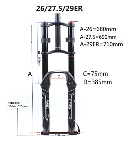 Mountain Bike Double Shoulder Front Fork 26 27.5 29 Inch Air Suspension C42817