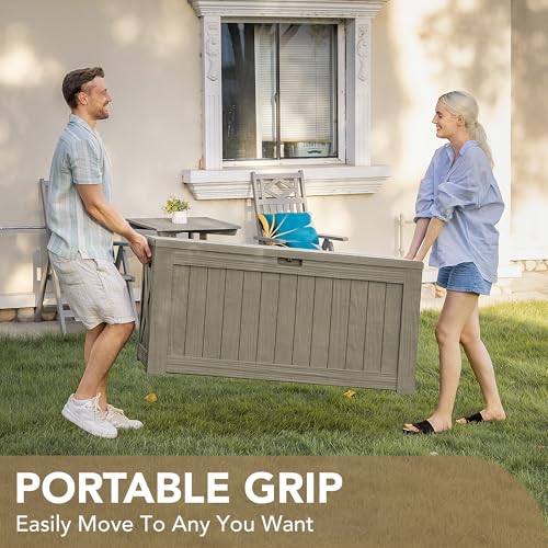 Outdoor Resin Deck Box 120 Gallon Waterproof Lockable F693676