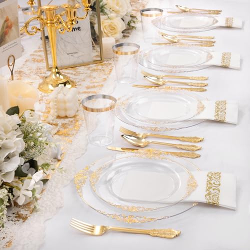 Gold Plastic Dinnerware Set for 50 Guests N48810
