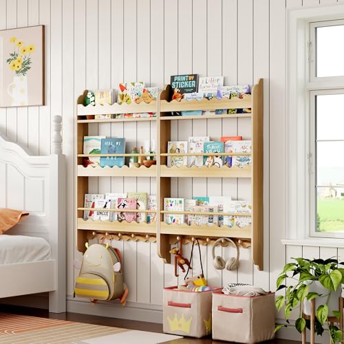 Wall Mounted 3-Tier Kids Bookshelf with Toy Storage Q74129