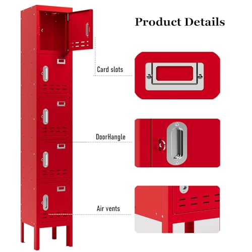 5-Door Steel Storage Locker with Hooks and Card Slots M92401
