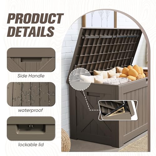 31 Gallon Resin Deck Box Waterproof Indoor Outdoor Storage for Patio Cushions and Garden Tools L90121