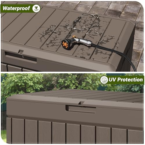 30 Gallon Waterproof Resin Deck Box for Outdoor Patio and Garden Storage Q30388