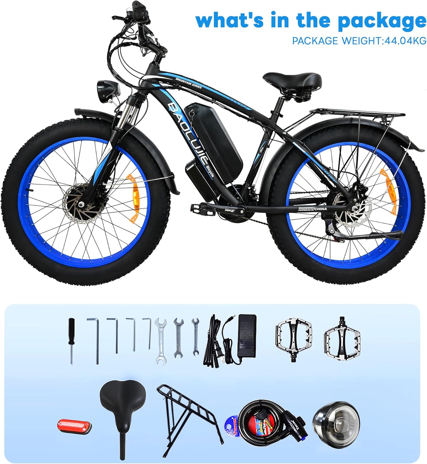 Two Electric Bikes for Adults, 48V 20Ah Removable Batteries, 21 Speed, Blue Q8665