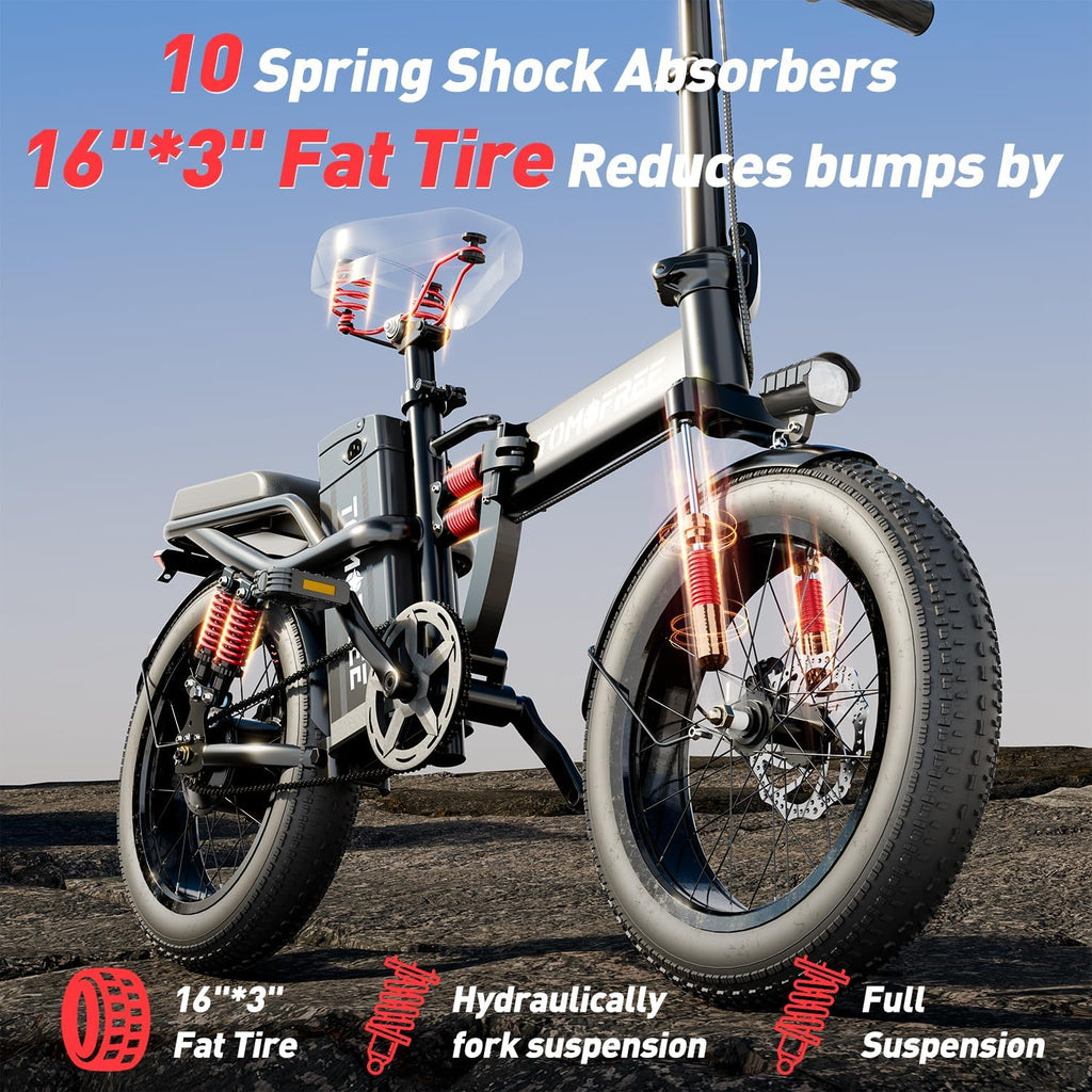 Folding Electric Bike for Adults, 48V 20AH Removable Battery, 40 Miles Range X214578