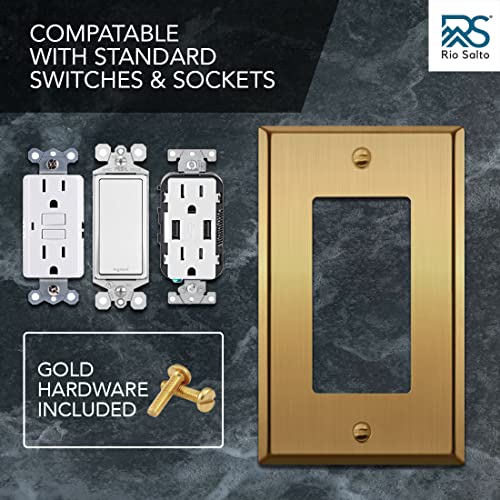 Metal Gold Outlet Cover Wall Plate, Corrosion Resistant, Brushed Brass M4507