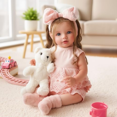 Lifelike Reborn Baby Doll 20 Inch Brown Hair Girl with Clothes and Toy Accessories H822