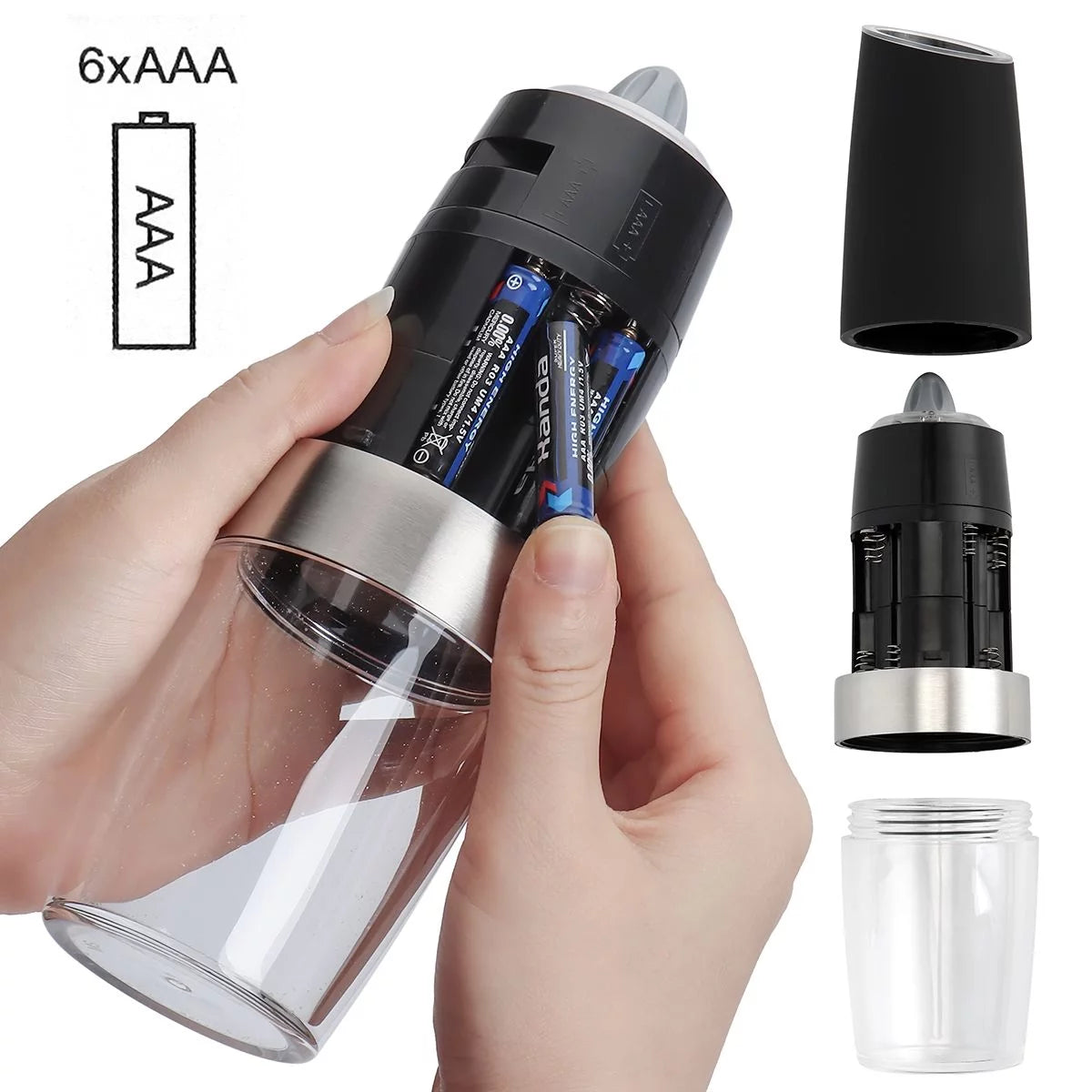 Salt and Pepper Grinder Set with Adjustable Coarseness and LED Light D3886